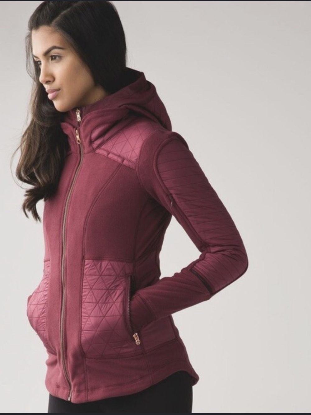 Lululemon Fleecy Keen Jacket W/ Removable Hood Wine Berry,‎ Size 2 - Picture 7 of 7
